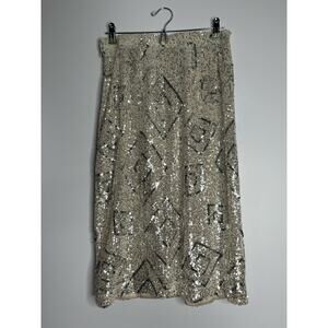 Sequin Skies are Blue Knee Length Skirt - sz M -EUC